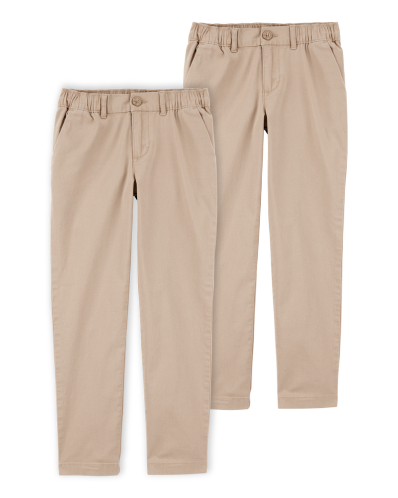 Kid 2-Pack Stretch Chino Uniform Pants - Khaki, image 1 of 4 slides