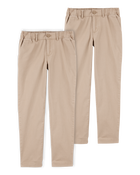 Kid 2-Pack Stretch Chino Uniform Pants - Khaki, image 1 of 4 slides