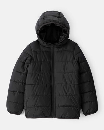 Kid Packable Hooded Puffer Jacket - Black, 