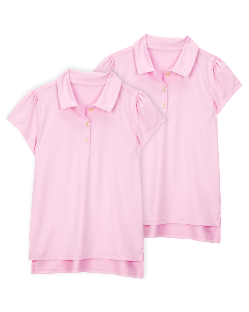 Kid 2-Pack Active Uniform Polo Shirts in Moisture Wicking BeCool&trade; Fabric - Pink, image 1 of 3 slides