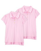 Kid 2-Pack Active Uniform Polo Shirts in Moisture Wicking BeCool&trade; Fabric - Pink, image 1 of 3 slides