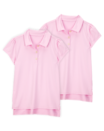 Kid 2-Pack Active Uniform Polo Shirts in Moisture Wicking BeCool&trade; Fabric - Pink, 