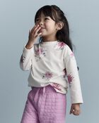 Toddler Girl Skiing Abstract Long-Sleeve Relaxed Graphic Tee - Cream, image 1 of 6 slides