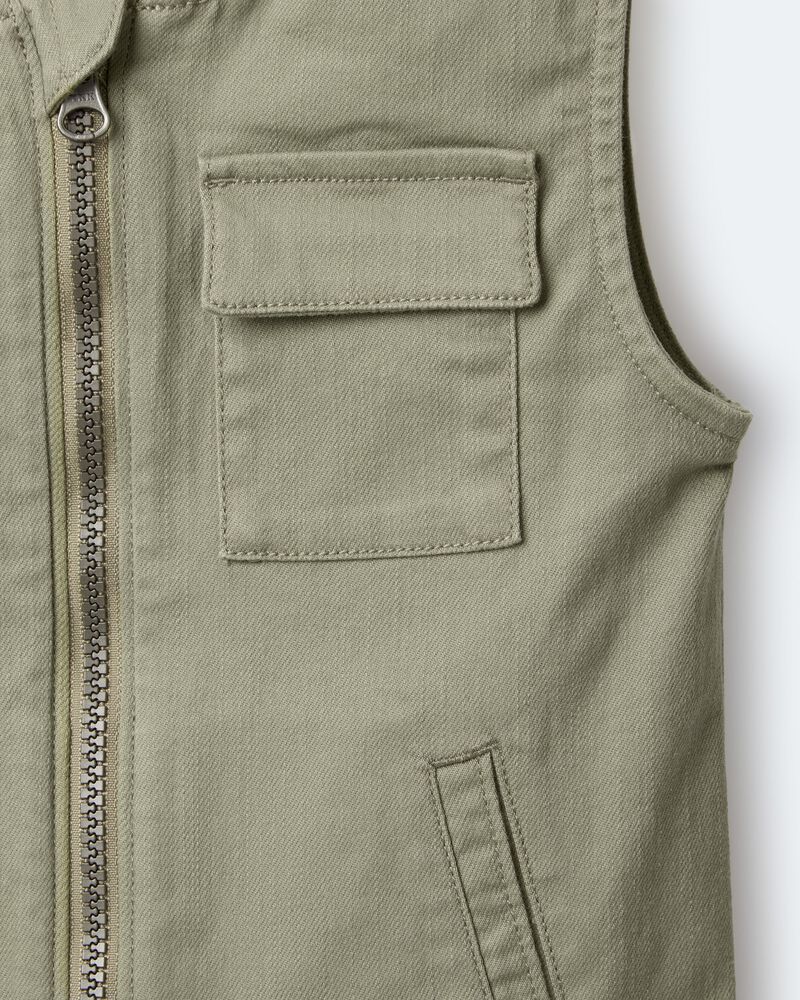Toddler Zip-Up Vest - Olive, image 8 of 8 slides