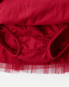 Baby Girl 2-Piece DayDream Fleece Snowflake Print Long-Sleeve Top & Skort Set - Red/Cream, image 2 of 5 slides