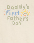 Baby 1st Father's Day Short-Sleeve Bodysuit - Ivory, image 2 of 3 slides
