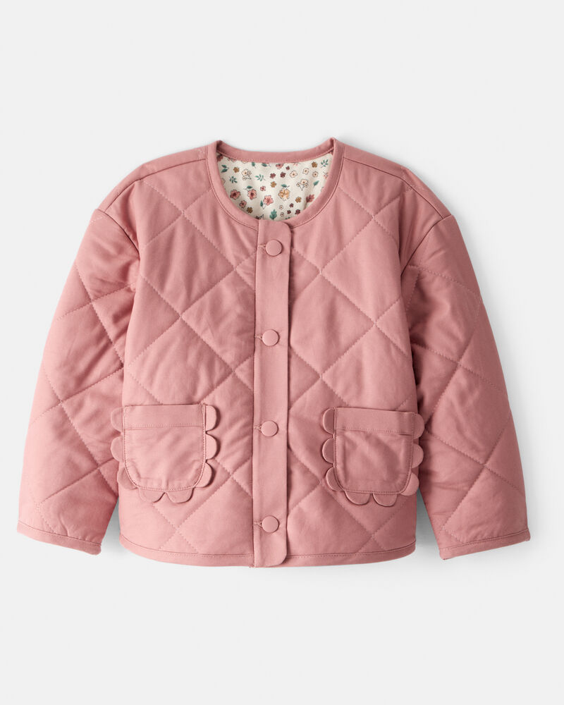 Toddler Girl Quilted Long-Sleeve Fashion Jacket - Pink, image 1 of 5 slides