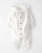 Baby Organic Cotton Sweater Knit Pointelle Jumpsuit, image 1 of 4 slides