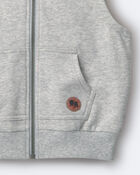 Toddler Boy French Terry Hooded Vest with Pocket - Heather Grey, image 5 of 5 slides