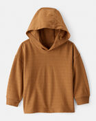 Baby Boy Cotton Long-Sleeve Hooded Top - Brown, image 1 of 4 slides