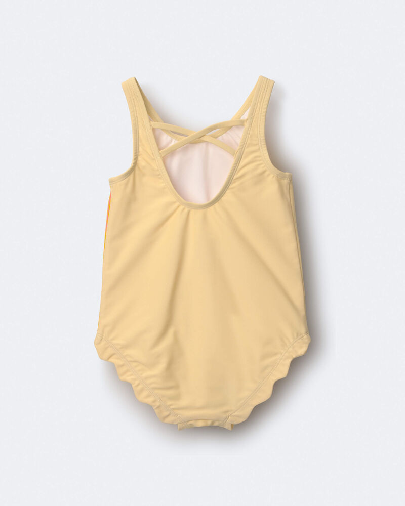 Toddler Girl Scalloped One-Piece Swimsuit in Sun Print - Yellow, image 5 of 6 slides