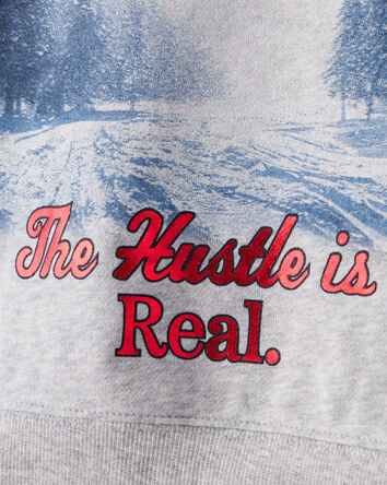 Boys Christmas The Hustle Is Real Long-Sleeve Pullover Sweatshirt - Grey, 