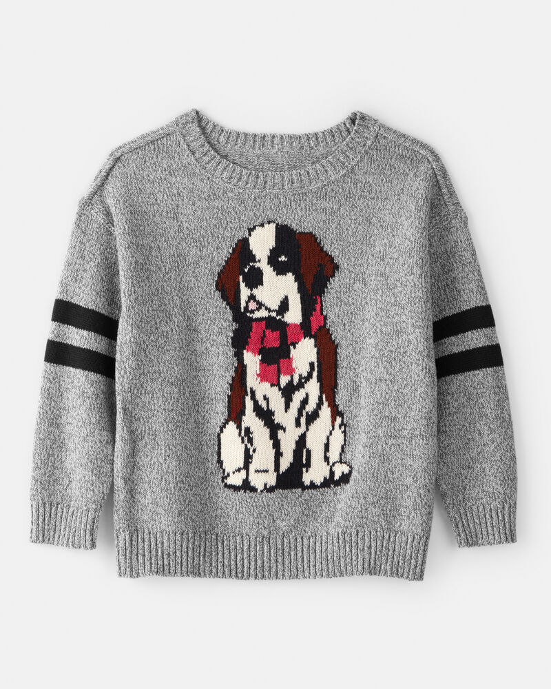 Toddler Boy Dog Sweater - Grey, image 1 of 3 slides