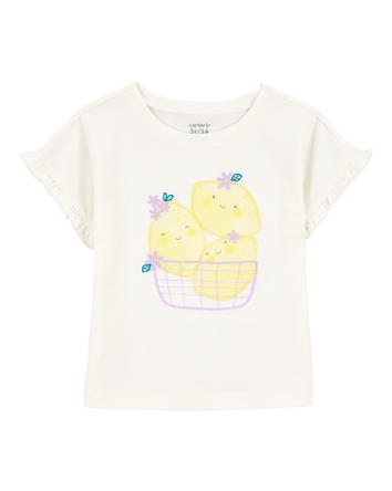 Baby Girl Short-Sleeve Lemon Fashion Top - Ivory, 