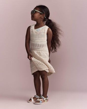 Toddler Girl Crochet Cover Up - Cream, 