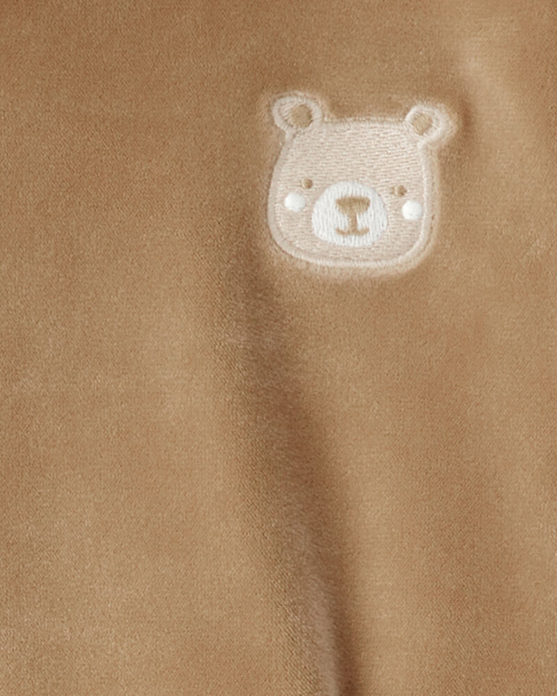 Toddler Girl Bear Velour Hoodie & Pant Set - Brown, image 4 of 5 slides