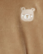 Toddler Girl Bear Velour Hoodie & Pant Set - Brown, image 4 of 5 slides