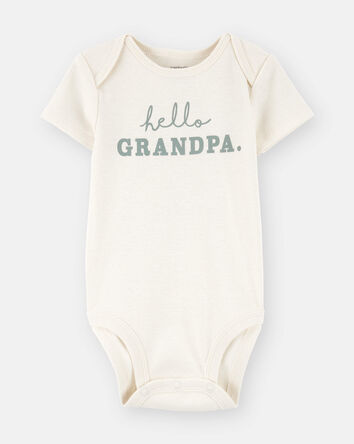 Baby "Hello Grandpa" Announcement Cotton Short-Sleeve Graphic Bodysuit - Ivory, 