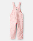 Toddler Girl Bow Print Corduroy Overalls - Pink, image 2 of 4 slides