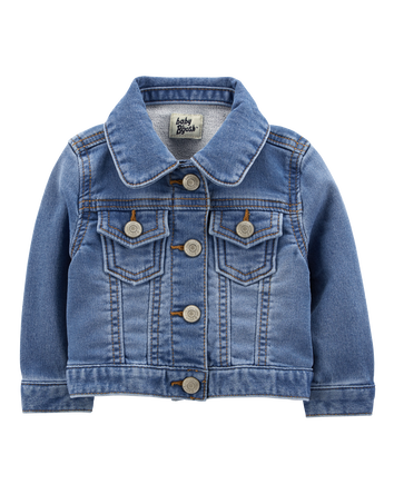 Baby Girl Knit-Like Denim Jacket - Dark Wash, 