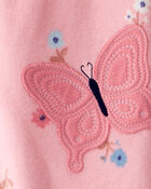 Toddler Girl Butterfly & Floral Loose Fit Long-Sleeve 1-Piece Pajamas - Pink, image 3 of 4 slides