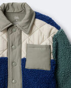 Toddler Boy Colorblock Sherpa Jacket - Blue/Cream, image 6 of 7 slides