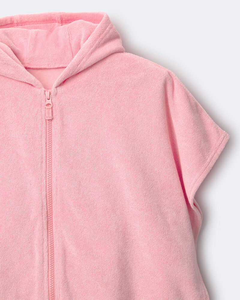 Toddler Girl French Terry Hooded Poncho Towel - Light Pink, image 5 of 5 slides
