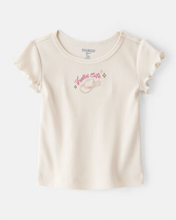 Baby Girl Cowgirl Hat Cotton Short-Sleeve Top - Ivory, 