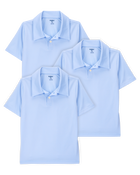 Kid 3-Pack Active Uniform Polo Shirts in Moisture Wicking BeCool&trade; Fabric - Blue, image 1 of 3 slides