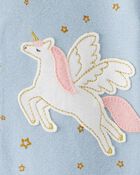 Toddler Girl Unicorn 100% Cotton 1-Piece Pajamas - Blue, image 3 of 4 slides