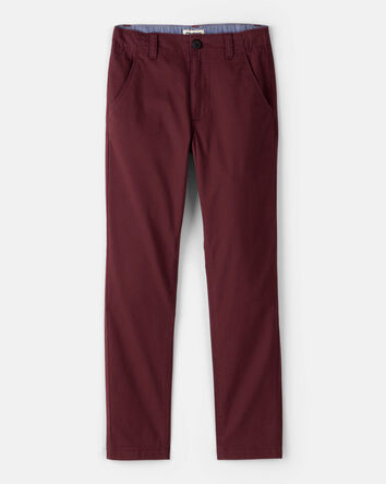 Boys Flat Front Fashion Pants - Red, 