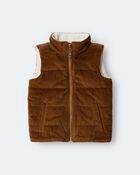 Toddler Zip-Up Corduroy Puffer Vest - Cinnamon, image 2 of 7 slides