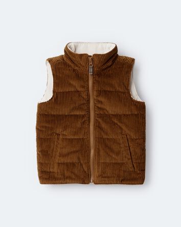 Toddler Zip-Up Corduroy Puffer Vest - Cinnamon, 