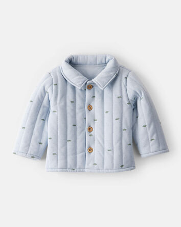 Baby Boy Dinosaur Quilted Cardigan - Blue, 