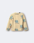 Toddler Half-Zip Long-Sleeve Rashguard in Snail Print- Yellow, image 5 of 6 slides