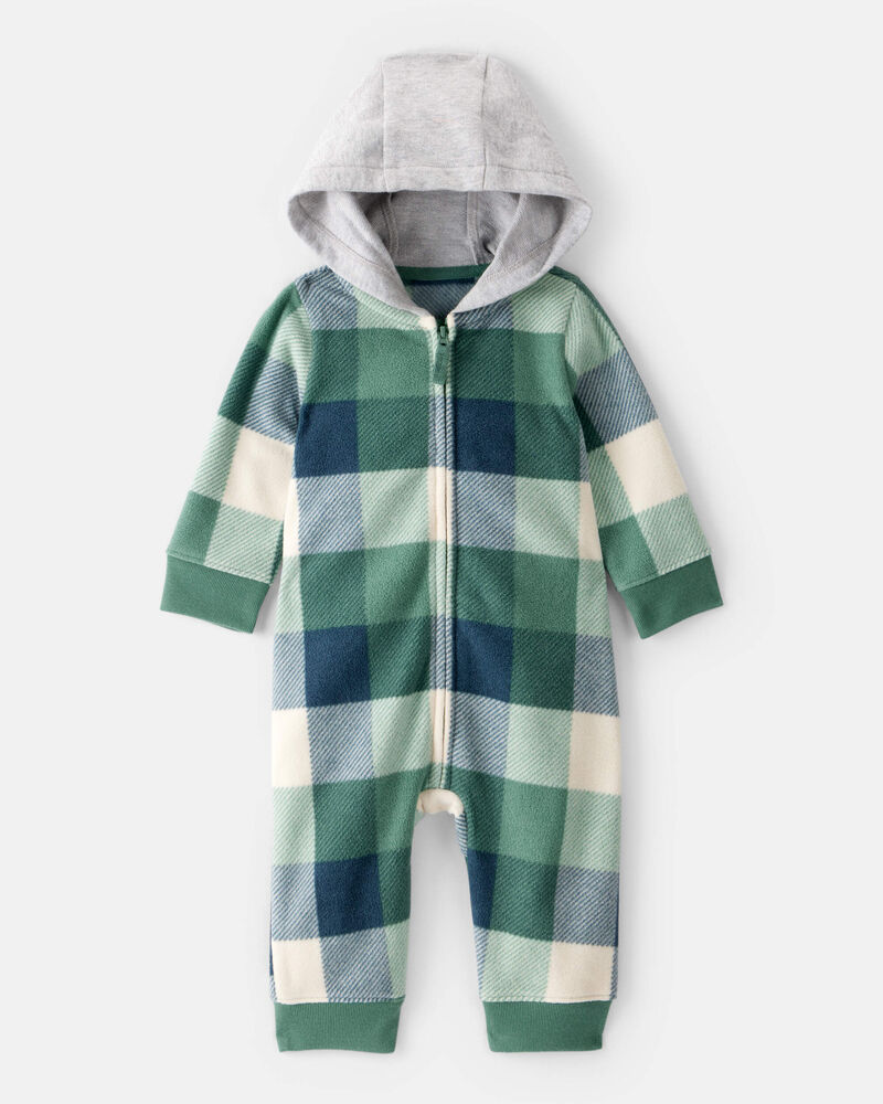 Baby Boy Plaid Print Long-Sleeve Jumpsuit - Plaid, image 1 of 3 slides