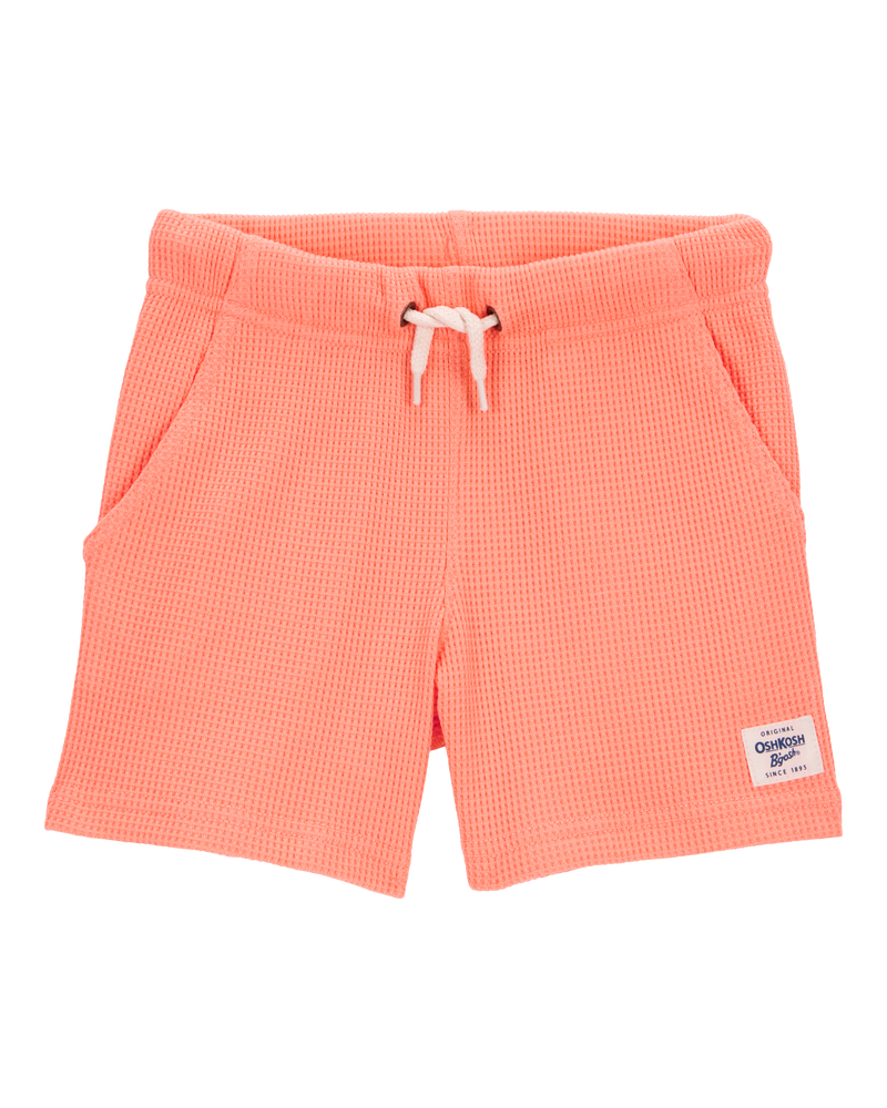 Baby Waffle Knit Drawstring Shorts - Orange, image 1 of 4 slides