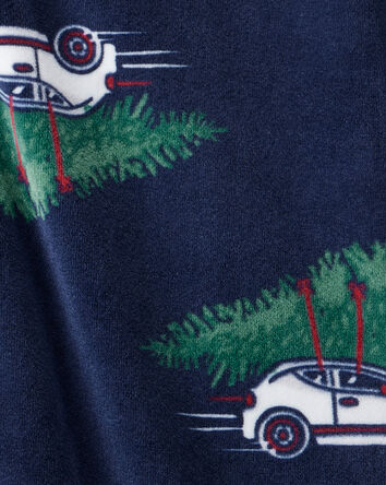 Toddler Christmas Cars DreamPlush Long-Sleeve Snug Fit 1-Piece Pajamas - Navy, 