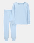 Toddler Solid PurelySoft 2-Piece Pajamas - Blue, image 1 of 5 slides
