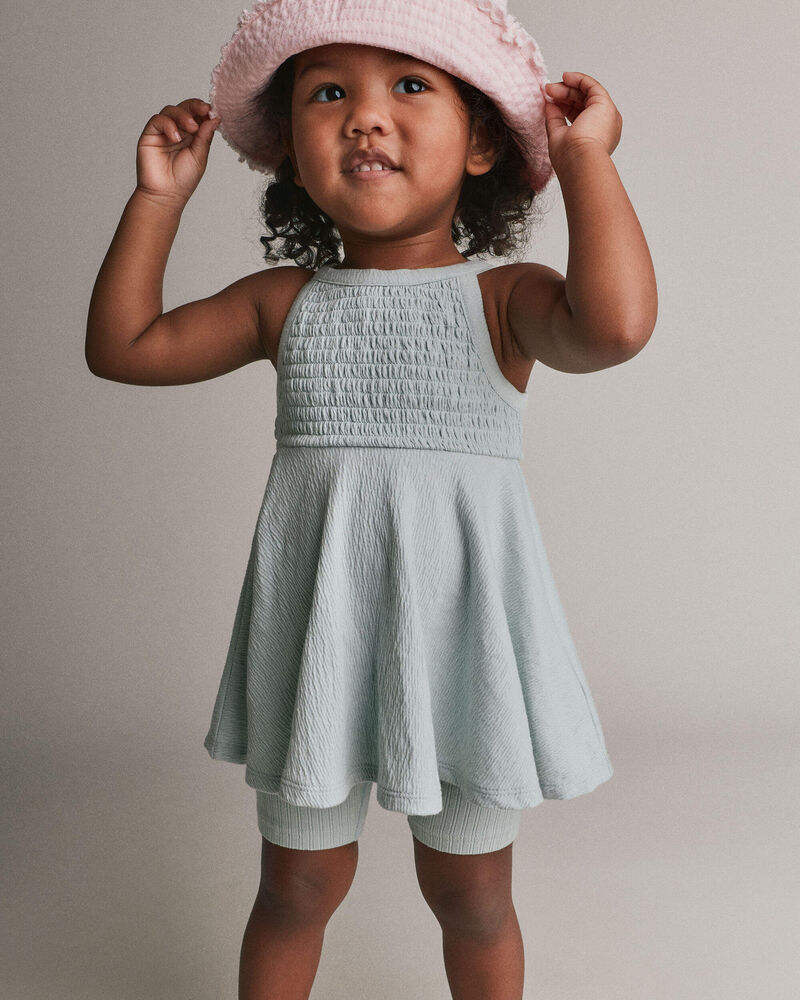 Toddler Girl Smocked Peplum Top - Light Blue, image 1 of 5 slides