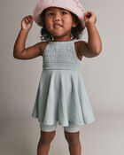 Toddler Girl Smocked Peplum Top - Light Blue, image 1 of 5 slides