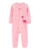 Baby Girl Flamingo Print Snug Fit Cotton Footless 1-Piece Pajamas - Pink, image 1 of 4 slides