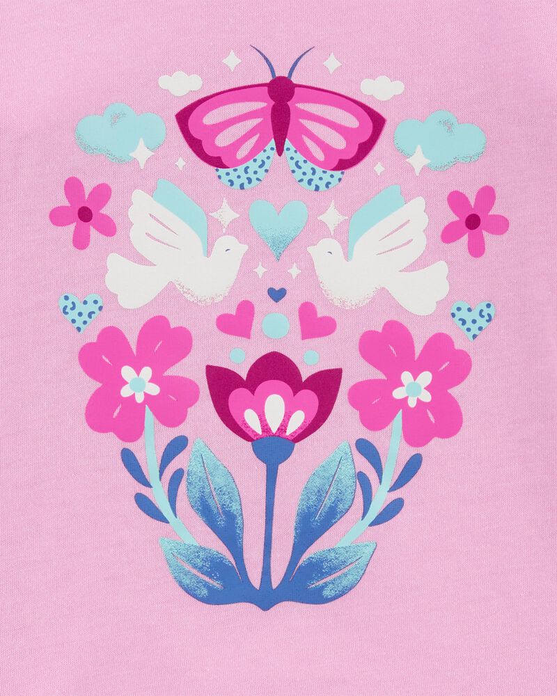 Toddler Girl Butterfly-Print  Long-Sleeve Graphic Tee - Pink, image 2 of 3 slides