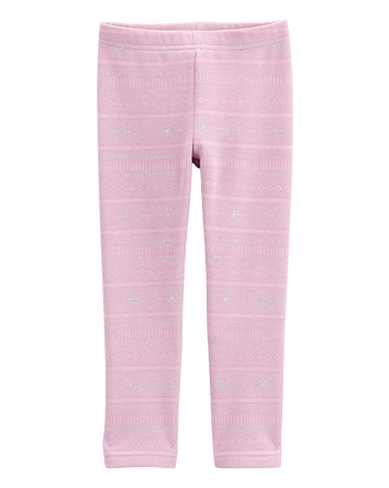 Baby Girl Glitter Snowflake Cozy Fleece Leggings, 