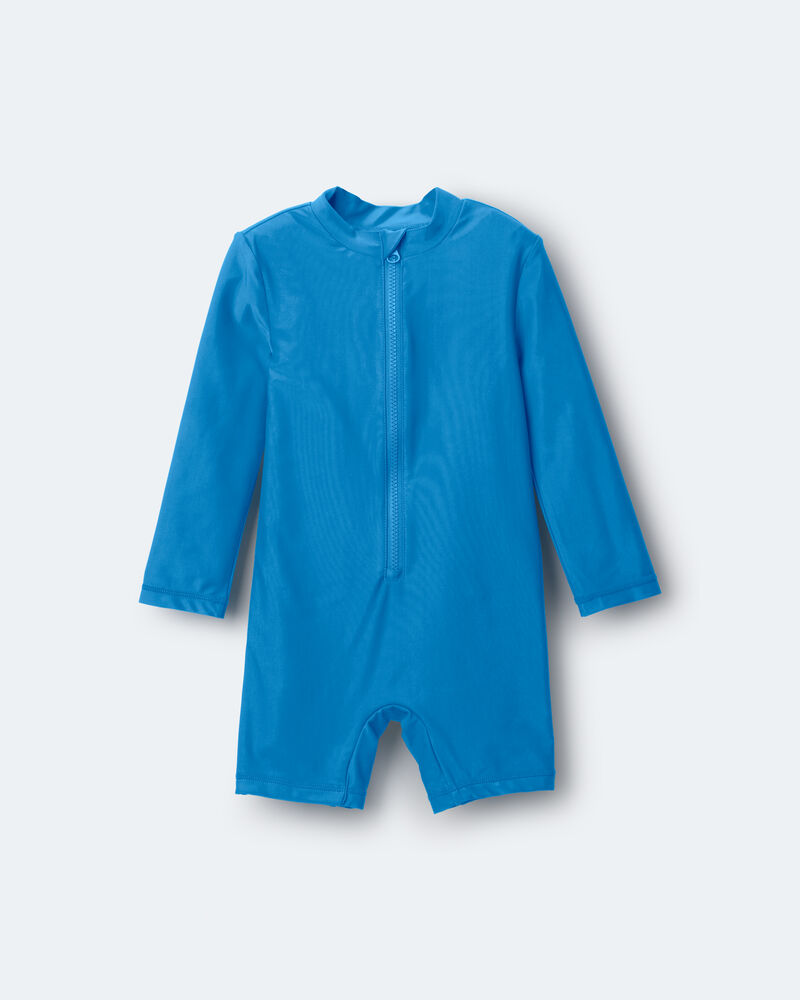 Toddler Boy 'Vitamin Sea' Long-Sleeve 1-Piece Rashguard - Turquoise, image 2 of 7 slides