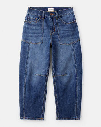 Girls Denim Barrel Jeans - Blue, 