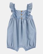Baby Girl Chambray Flutter Romper, image 1 of 3 slides