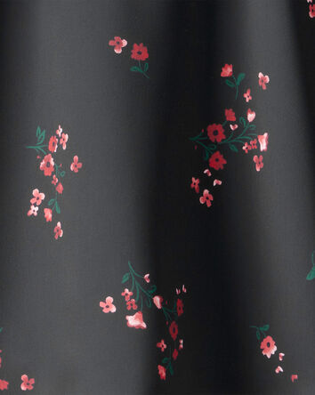 Girls Floral Print Woven Skirt - Black, 