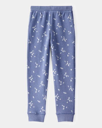 Girls Fleece Heart Print Drawstring Joggers - Navy, 