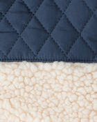 Baby Boy Color Block Hooded Sherpa Zip-Up Jacket - Khaki/Navy, image 3 of 4 slides